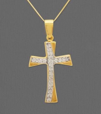 14K Gold and Sterling Silver Cross Pendant
