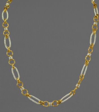 14K Gold and Sterling Silver Twisted Link Necklace