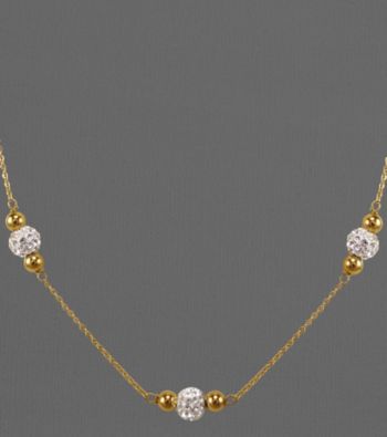14K Gold and Sterling Silver Crystal Beaded Necklace