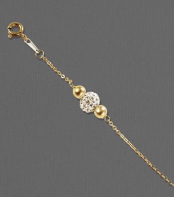 14K Gold and Sterling Silver Crystal Beaded Bracelet