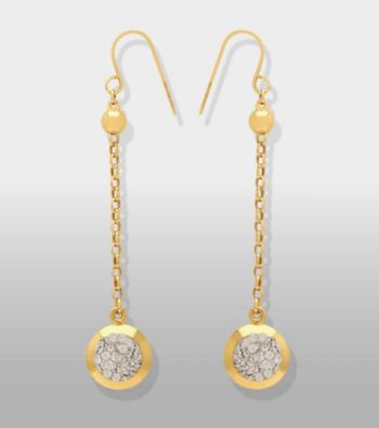 14K Gold and Sterling Silver Crystal Drop Earrings