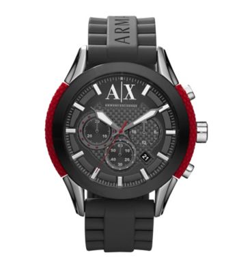 A|X Armani Exchange Men's Gray and Red Silicone Watch