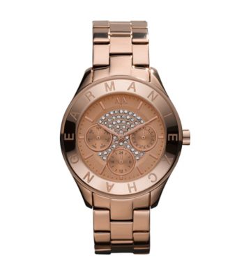 A|X Armani Exchange Women's Rose Goldtone Glitz Watch