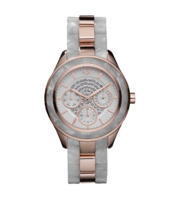A|X Armani Exchange Women's Clear Resin and Rose Goldtone Stainless Steel Watch