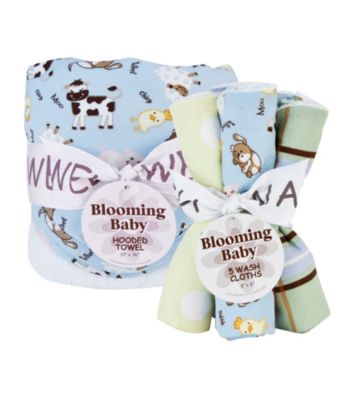 Trend Lab Baby Barnyard Hooded Towel & Wash Cloth Set
