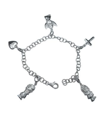 Precious Moments® Sterling Silver with .02 ct. t.w. Diamond Faith and Love Charm Bracelet
