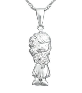 Precious Moments® .005 ct. t.w. Diamond and Sterling Silver Girl Praying Pendant