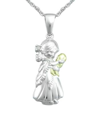 Precious Moments® Two Tone Sterling Silver with .005 ct. t.w, Diamond Mom and Child Pendant