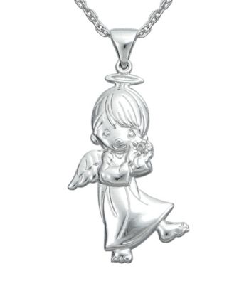 Precious Moments® .007 ct. t.w. Diamond and Sterling Silver Boy Angel Pendant