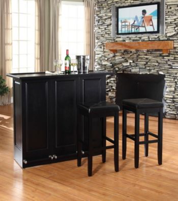 Crosley Furniture Mobile Folding Bar Upholstered Square Seat Stools
