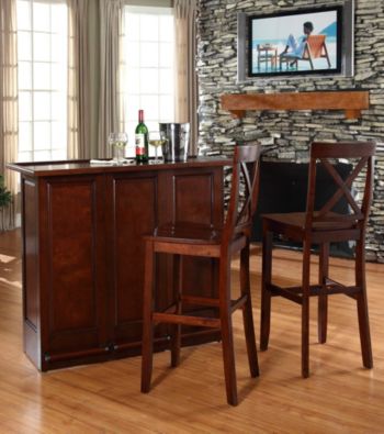 UPC 710244286275 product image for Crosley Furniture Mobile Folding Bar with X-Back Stools | upcitemdb.com