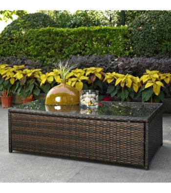 Crosley Furniture Palm Harbor Outdoor Wicker Glass Top Table