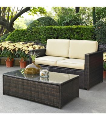 Crosley Furniture Palm Harbor Loveseat & Glass Top Table