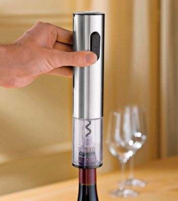 Wine Enthusiast Stainless Steel Electric Blue Push-Button Corkscrew