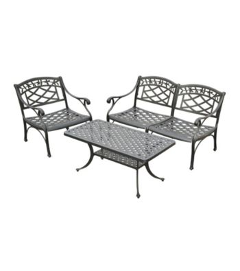 Crosley Furniture Sedona Cast Aluminum Loveseat, Club Chair & Cocktail Table Set
