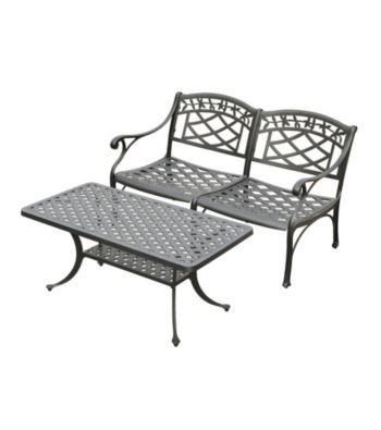 Crosley Furniture Sedona Cast Aluminum Outdoor Loveseat & Cocktail Table Set