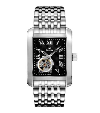 Bulova® Men's Black Dial Mechanical Watch