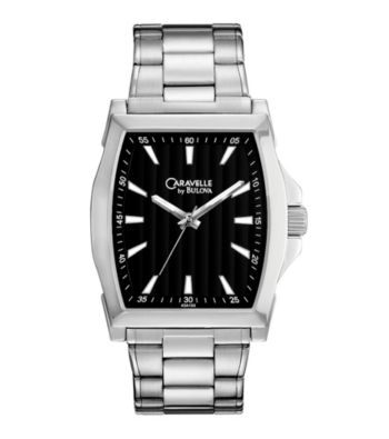 Caravelle® by Bulova Men's Black Dial Stainless Steel Bracelet Watch
