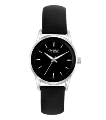 Caravelle® by Bulova Women's Black Leather Strap Watch