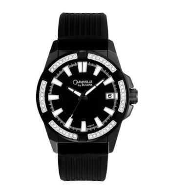 Caravelle® By Bulova Men's Black Crystal Watch