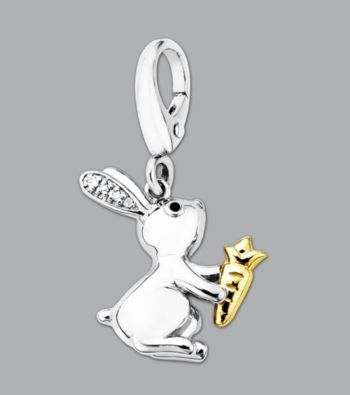 Sterling Silver Bunny Rabbit Charm with a 14K Gold Carrot