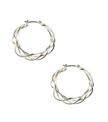 Napier® Silvertone Large Open Work Hoop Earrings