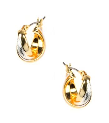 Napier® Two Tone Small Twist Hoop Earrings