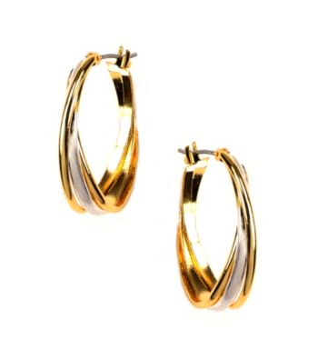 Napier® Two Tone Medium Hoop Earrings