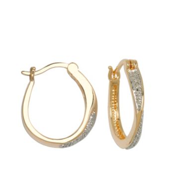 18K Gold-Plated Brass and Diamond Accent Hoop Earrings