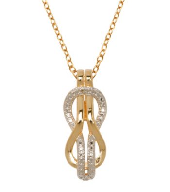 18K Gold-Plated Brass and Diamond Accent Knot Pendant