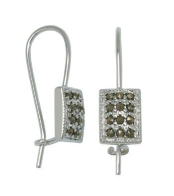 Rhodium-Plated Brass Marcasite Wire Earrings