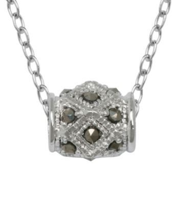 Rhodium-Plated Brass Marcasite Pendant