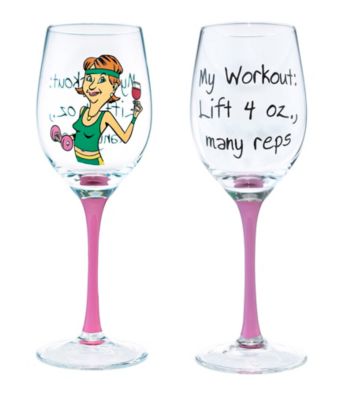 Wine Enthusiast My Workout Party Girl Wine Glass