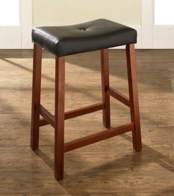 Crosley Furniture Set of 2 Upholstered Saddle Seat Bar Stools