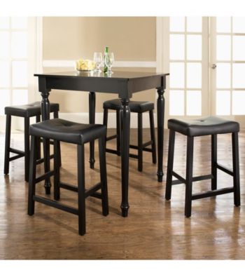 Crosley® Furniture 5-pc. Pub Dining Set with Turned Leg & Upholstered Saddle Stools - Black