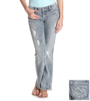 Silver Jeans Co. Frances Straight Fit Slim Low-Rise Medium Wash Bootcut Jeans