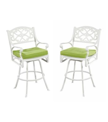 Home Styles® White Finish Biscayne Bistro Stool with Green Apple Cushion