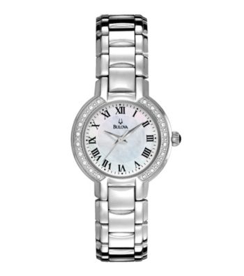Bulova® Women's Stainless Steel and Mother of Pearl Watch