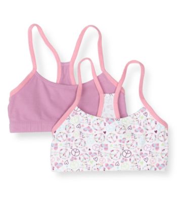 Jockey® Girls' White/Purple 2-pk. Racer Back Crop Top Bras