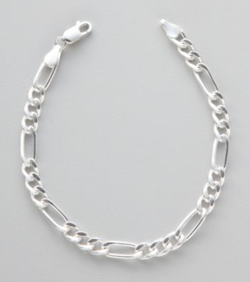 Silver 100 Figaro Chain Bracelet