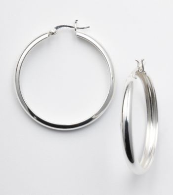 Silver 100 Round Click-Top Hoop Earrings