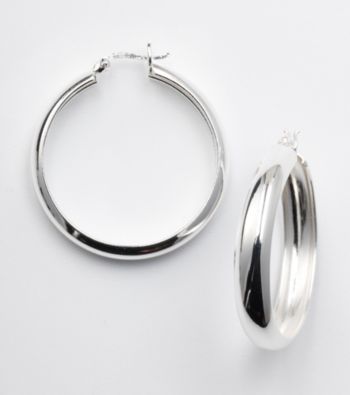 Silver 100 Round Click-Top Hoop Earrings