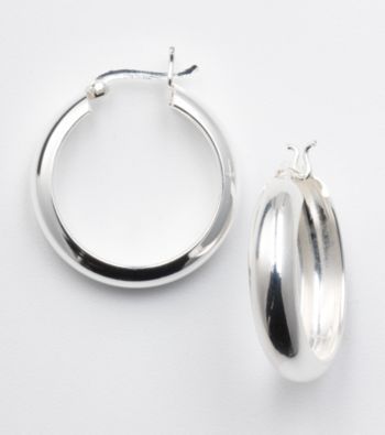 Silver 100 Polished Clutch Hoop Earrings