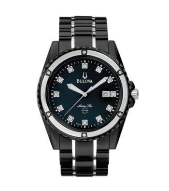Bulova® Men's Marine Star Black Diamond Dial Watch