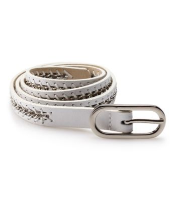 Nine West® Laced Chain Leather Belt - White