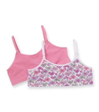 Jockey® Girls' Pink 2-pk. Funky Heart Crop Top Bras with Convertible Straps