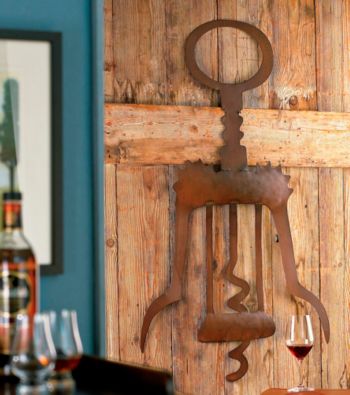 Wine Enthusiast Giant Metal Corkscrew Wall Art