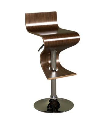 Powell® Carson Walnut & Chrome S-Shaped Adjustable Bar Stool