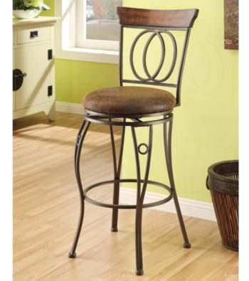 Acme Set of 2 Tavio Round Microfiber Swivel Bar Chairs