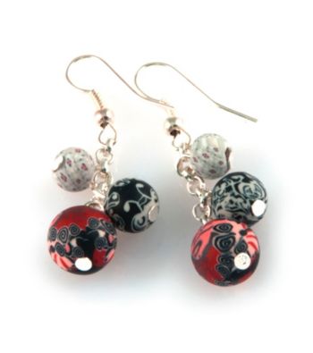 Viva Beads® 3 Bead Cluster Earrings - Candy Apple